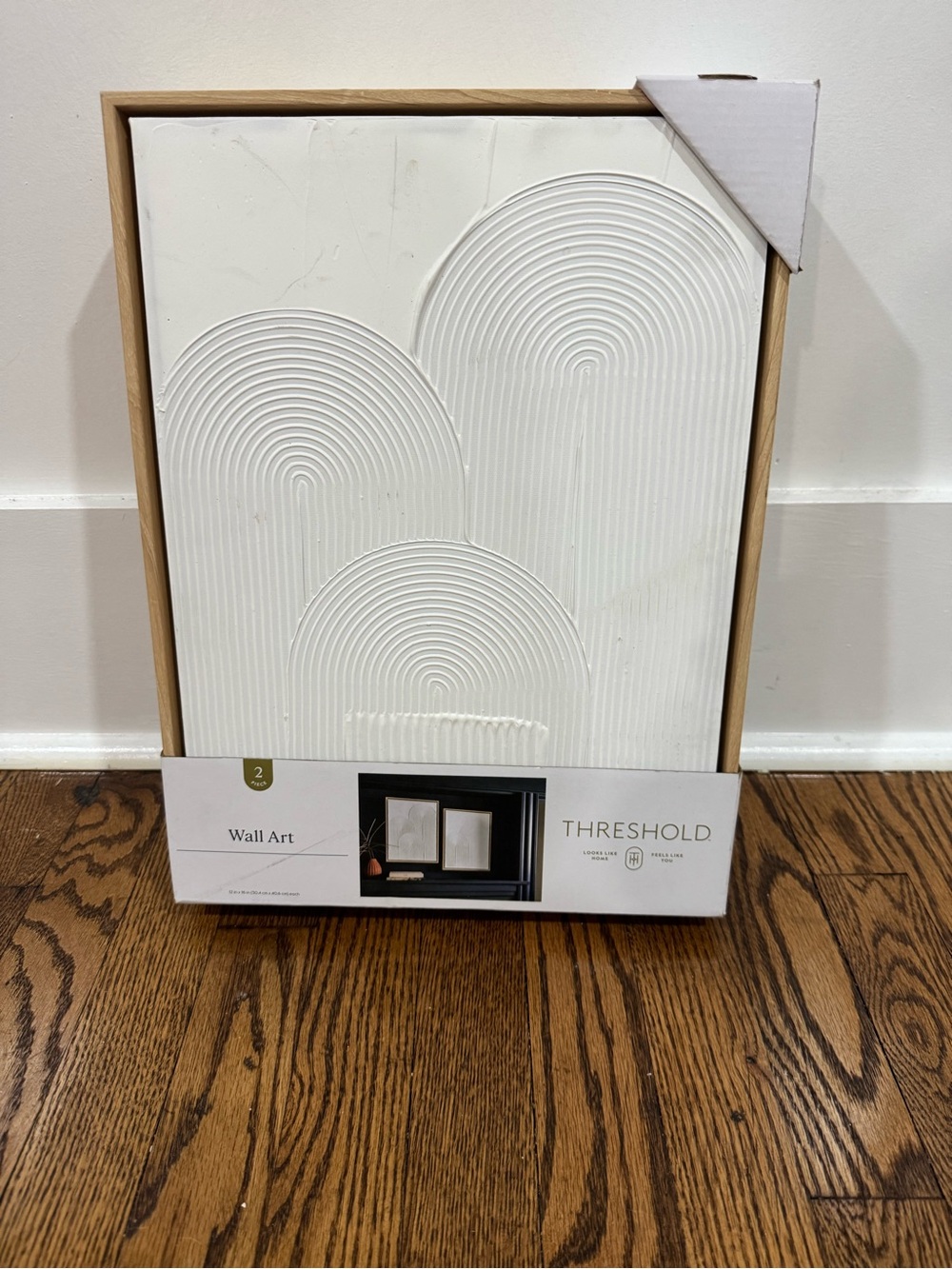 Threshold White Textured Geometric Wall Panel with Arched Relief 12x16